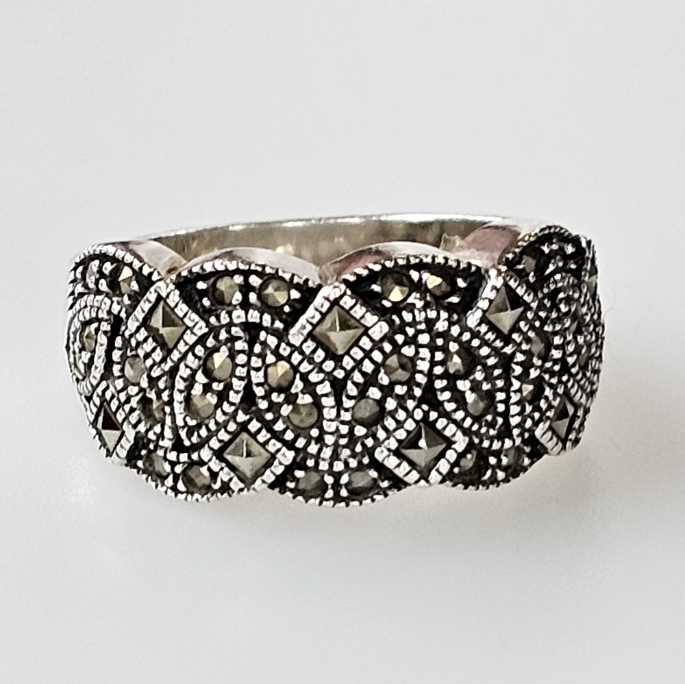 Vintage Judith Jack Marcasite Ring Sterling Silver Size 6.5 - Picture 5 of 6